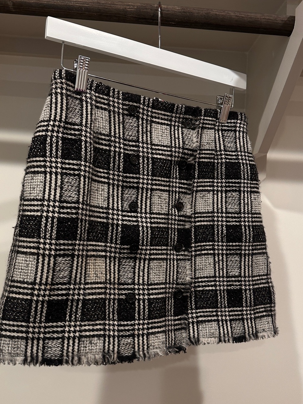 Thom Browne Black & White Plaid Wrap Button-Front Mini Skirt